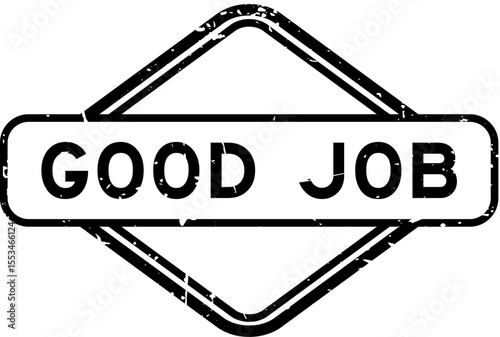 Grunge black good job word rubber seal stamp on white background