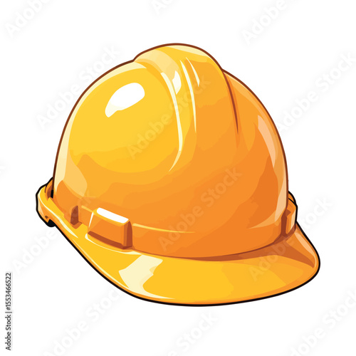 Illustration of a bright yellow hard hat for construction safety and occupational protection equipment