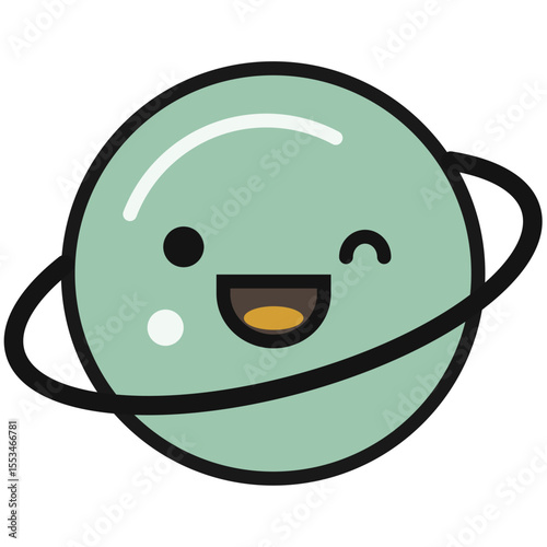Happy Planet with Rings Icon