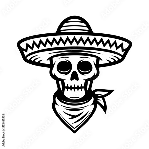 Mexican skull in sombrero 