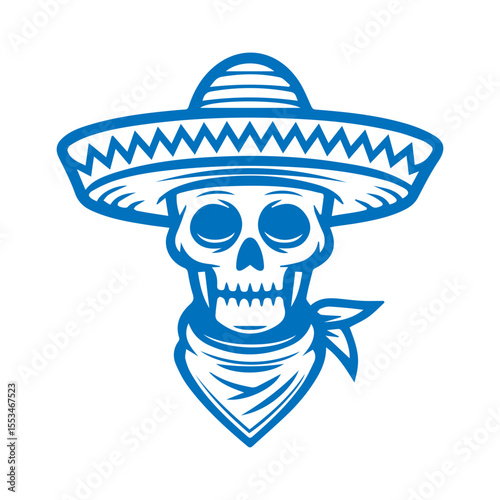 Mexican skull in sombrero 