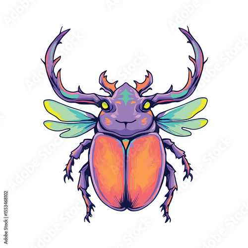 Psychedelic Neon Bug Insect Art Sticker Design for Apparel and Decor Enthusiasts