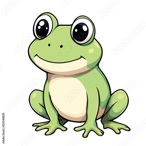 Cute Sitting Frog Vector Sticker Illustration for Digital Use and Printing