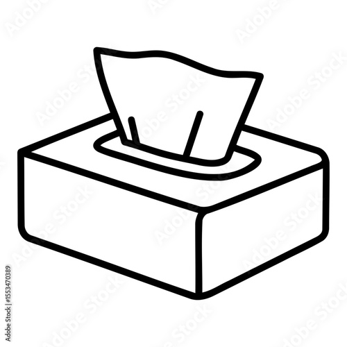 Tissue box for cold symptoms, essential for wellness, simple outline design,