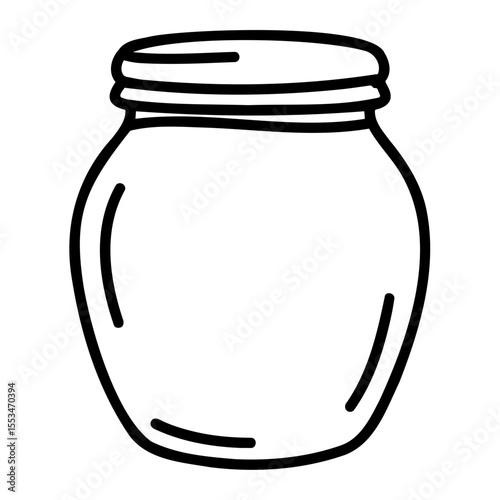 Empty glass jar, minimalistic design, storage container concept, outline illustration