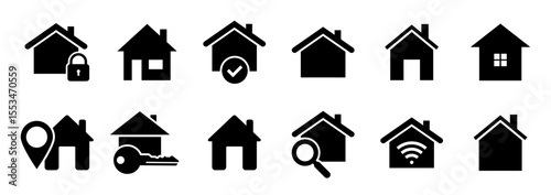 House symbol. House set icon. Home flat icon set vector illustration