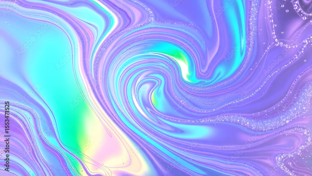Obraz premium Abstract Swirling Holographic Background Iridescent Pastel Colors
