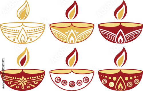 Diwali Candle Clipart Illustration for Traditional Festival Celebrations. Hand Drawn Diwali Candle Clipart for Indian Festival of Lights Design. Colorful Diwali Candle Clipart for Festive Greeting