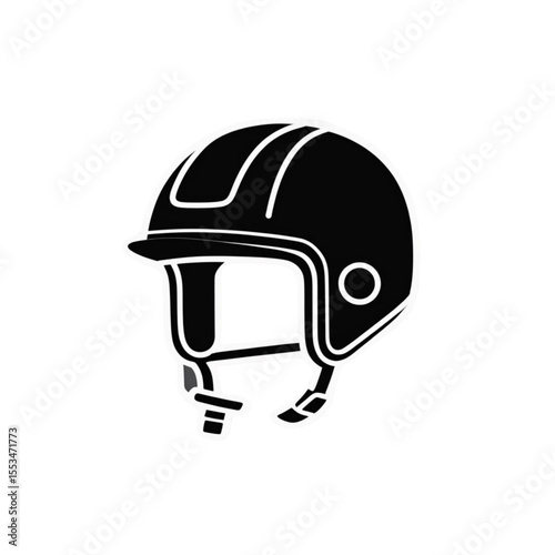 Black Jockey helmet icon in simple vector linear style design  