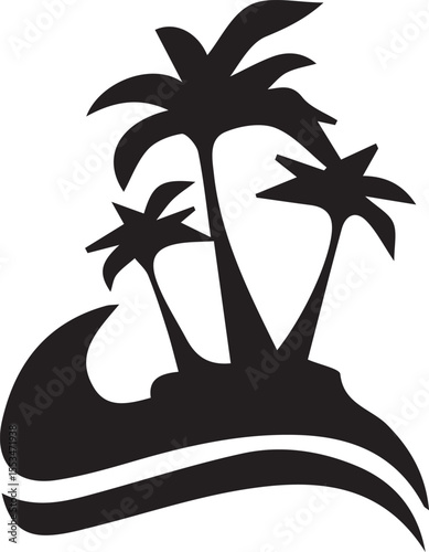 Tropical coconut palm tree illustration with vibrant green leaves and detailed trunk, perfect for beach, summer, island, and nature-themed graphic design and commercial use.