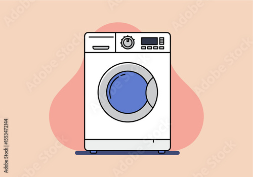 Washing Machine Illustration – Flat Vector Laundry Appliance