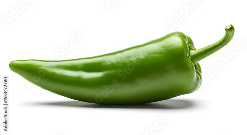 Fresh Green Chili Pepper on White
