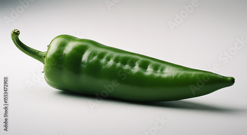 Fresh Green Chili Pepper on White