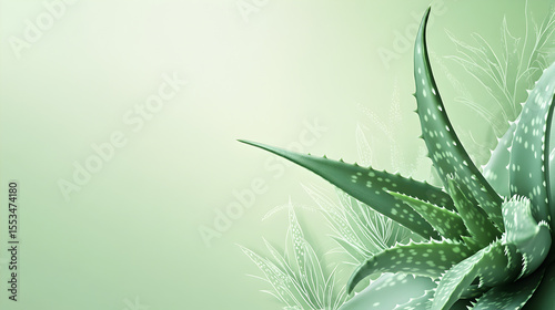 Artistic close up of fresh aloe vera plant with natural green background