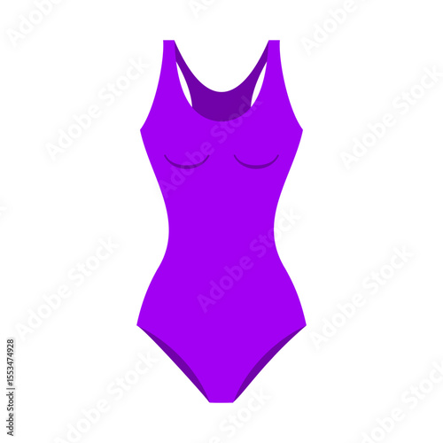 Violet fashion swimsuit. Trikini purple plunge for swimming and sunbathing on sea and ocean beaches with classic fashionable design