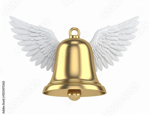 3D rendering. winged bell on a white background. 