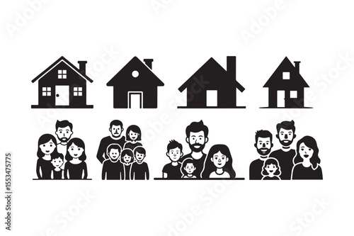Family and Home Silhouettes Design
