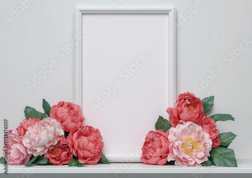 Elegant Floral Arrangement with Empty Frame for Creative Display