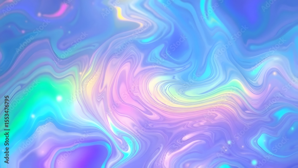 Obraz premium Abstract Pastel Swirls Iridescent Fluid Art Background