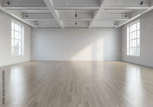Spacious Modern Interior with Natural Light and Wooden Flooring