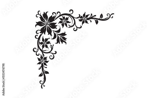 Floral Corner Swirl Silhouette