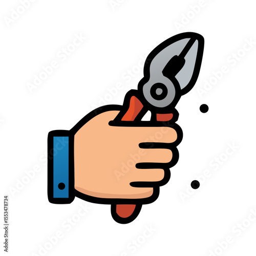 Pliers gripping with hand, a common repair tool. Handy for DIY, repair, construction, crafts, workshop themes