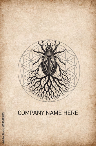 mystical spiritual beetle sacred geometry flower of life logo