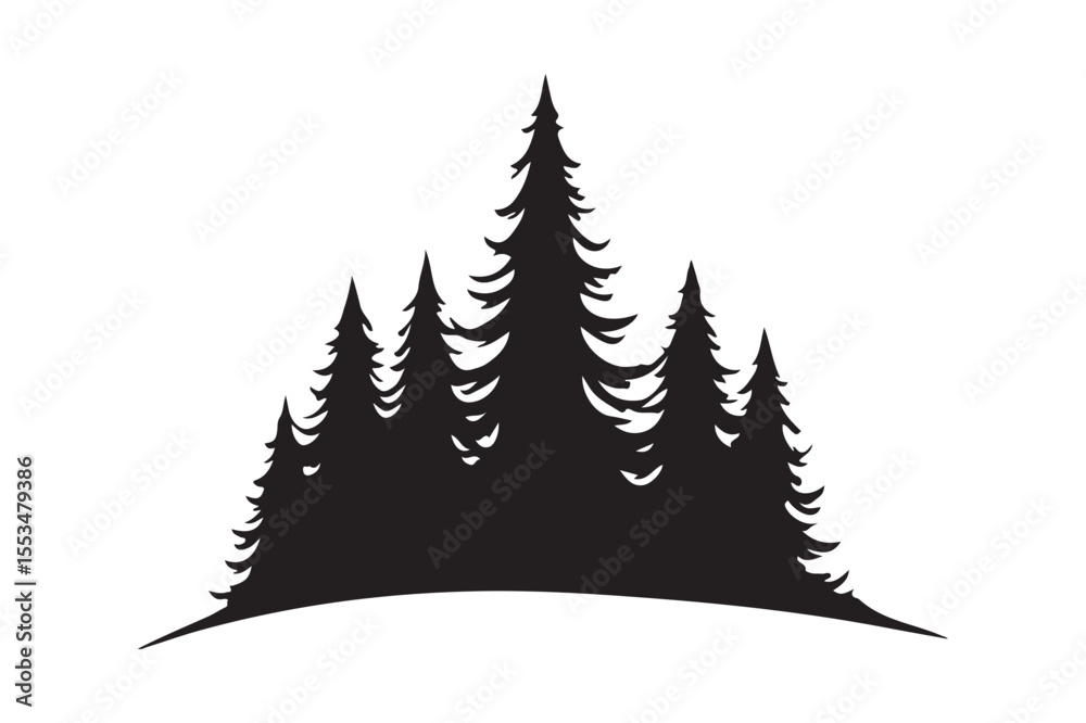 Fototapeta premium Pine Tree Forest Silhouette 