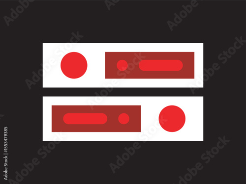 Minimalist Geometric Server Rack Red and White Color Communication Technology Element