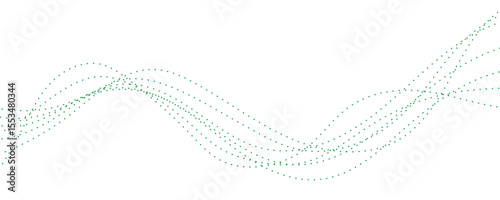 Abstract Green Flowing Dotted Lines