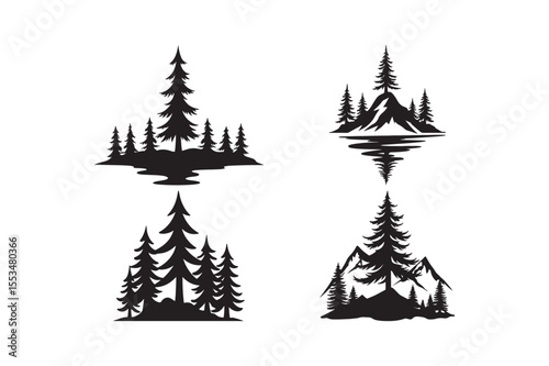 Pine Tree Mountain Silhouette Collection