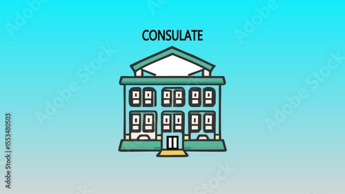 Consulate sign on a modern building with symbolizing diplomatic services, international relations, and foreign representation