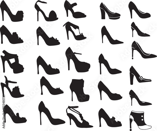 set of women shoes isolated