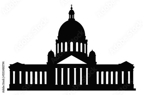 Capitol Building Silhouette Icon Isolated on White Background Illustration