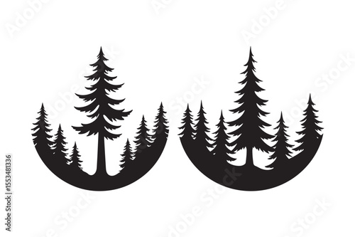 Pine Forest Valley Silhouettes