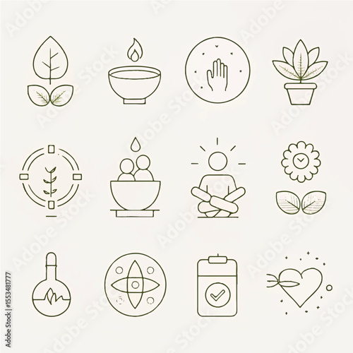 Minimalist Wellness and Self-Care Icon Set