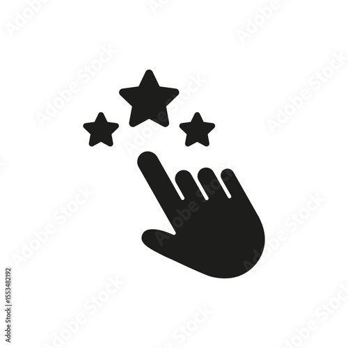 Hand Reaching For Stars Solid Icon. Achievement, Aspirations, And Goal-Setting Silhouette Symbol. Success And Motivation Concept. Isolated Vector Illustration