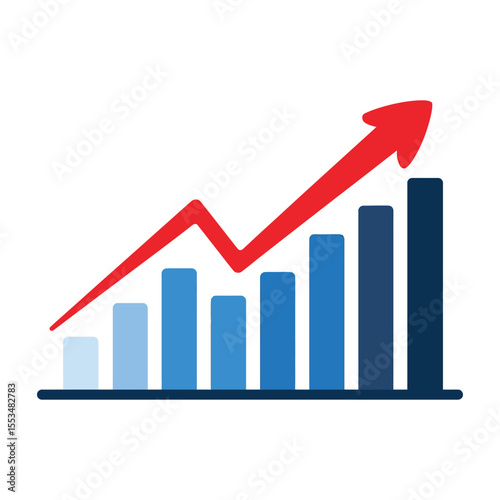 Business growth and financial success illustrated with a colorful upward trend bar chart