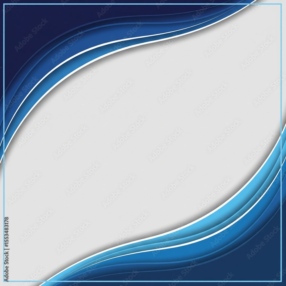 Obraz premium Professional Blue Wave Corner Design with Central White Space