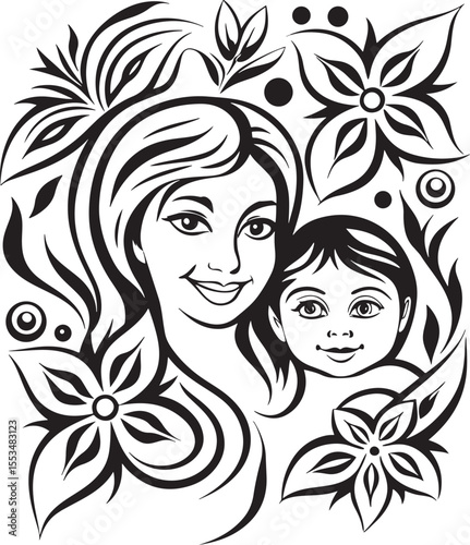 Mother’s day hug silhouette design