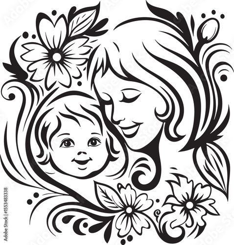Silhouette of caring mother figure