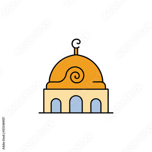 a golden dome mosque with spiral stairs and arabic