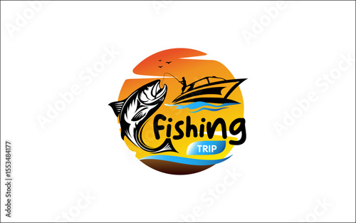 Illustration vector graphic of fishing logo design template