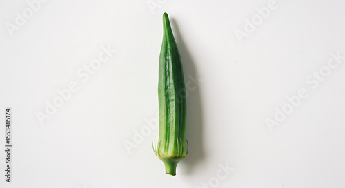 Lady Finger (Okra) Laid Vertical on White
