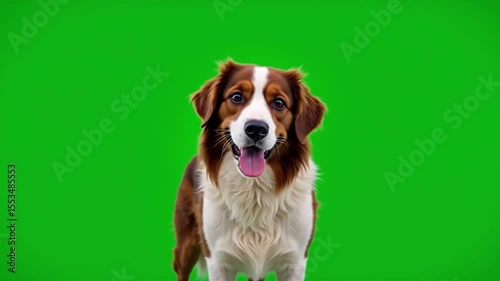 Happy Dogs Head Turns. Chroma-Key, Green Screen