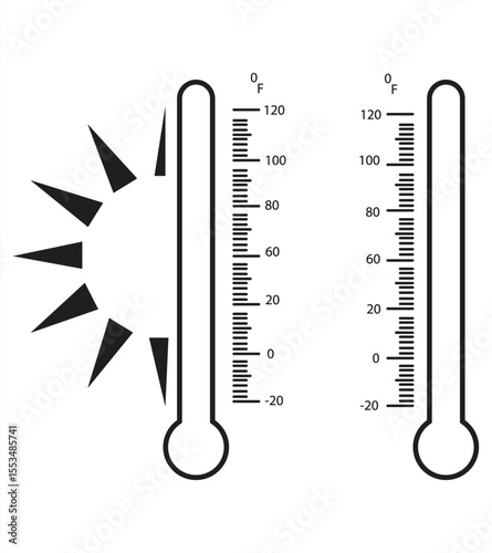 thermometer line icon, measuring instrument symbol, isolated on white background, vector illustration.

