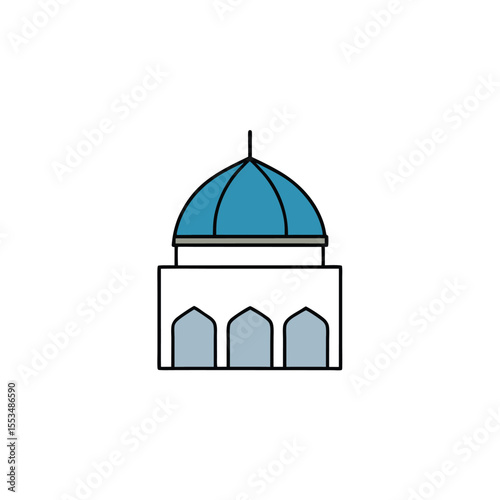a modern minimalist mosque with geometric dome and
