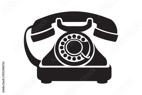 Vintage Rotary Dial Telephone Silhouette Design - Retro Communication Device