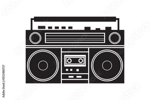 Retro 1980s Boombox Ghetto Blaster Cassette Player Design