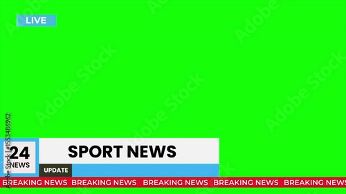 Breaking news lower third animation 4K Background Animation with Green Screen for footage. Modern news concept backdrop